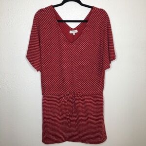 Umgee Red and White Striped Short Sleeve Dress XL